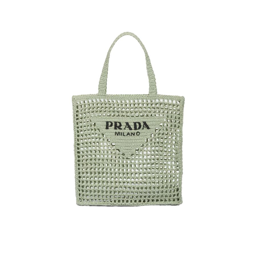 Pra*a Raffia Tote Bag Green For Women- 1BG393_2A2T_F0934_V_OOO