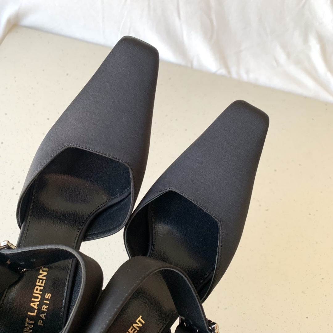 Sa1nt Lau*nt Fanny Slingback Pumps In Crepe Satin Black For Women 7176081UU001000