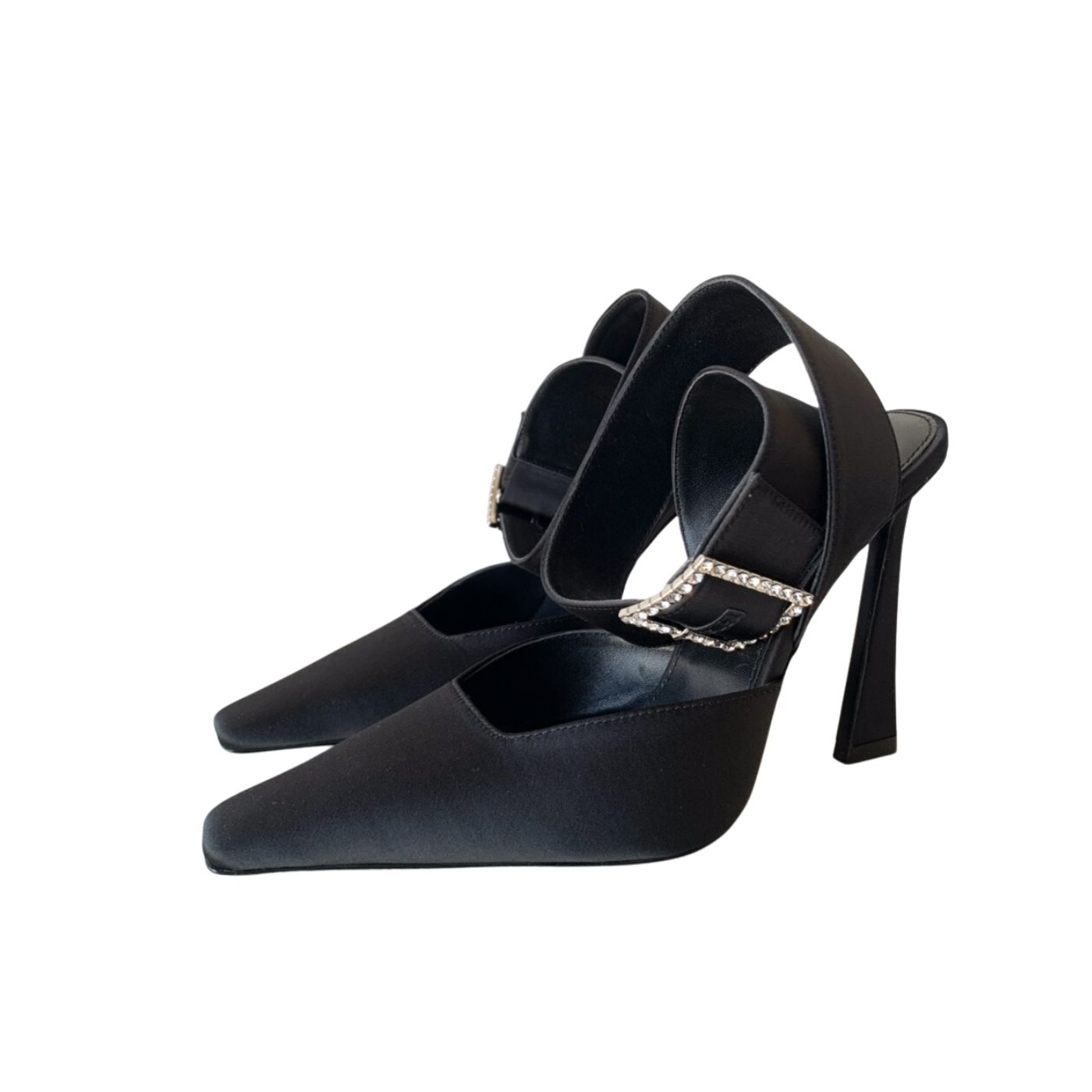 Sa1nt Lau*nt Fanny Slingback Pumps In Crepe Satin Black For Women 7176081UU001000