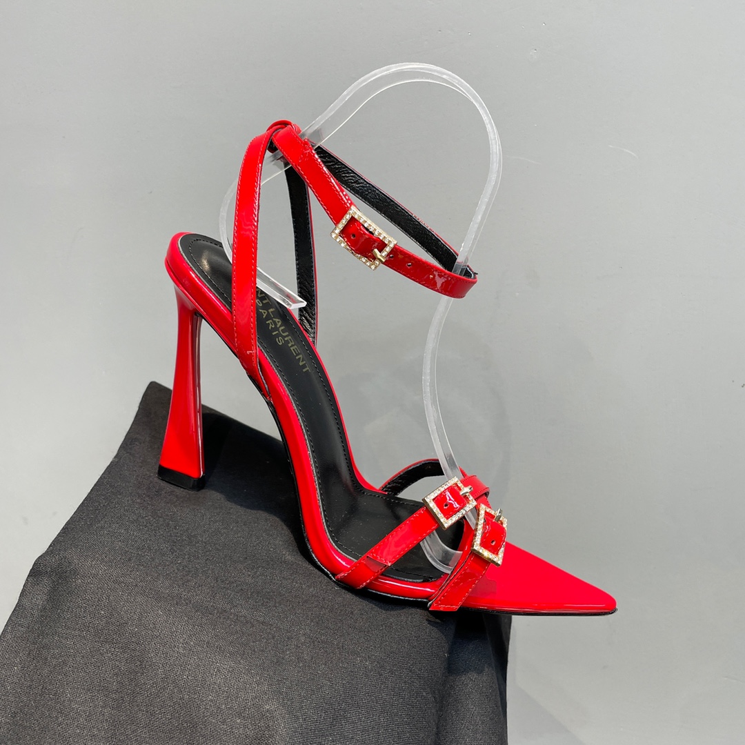Sa1nt Lau*nt Lila Sandals In Patent Red For Women