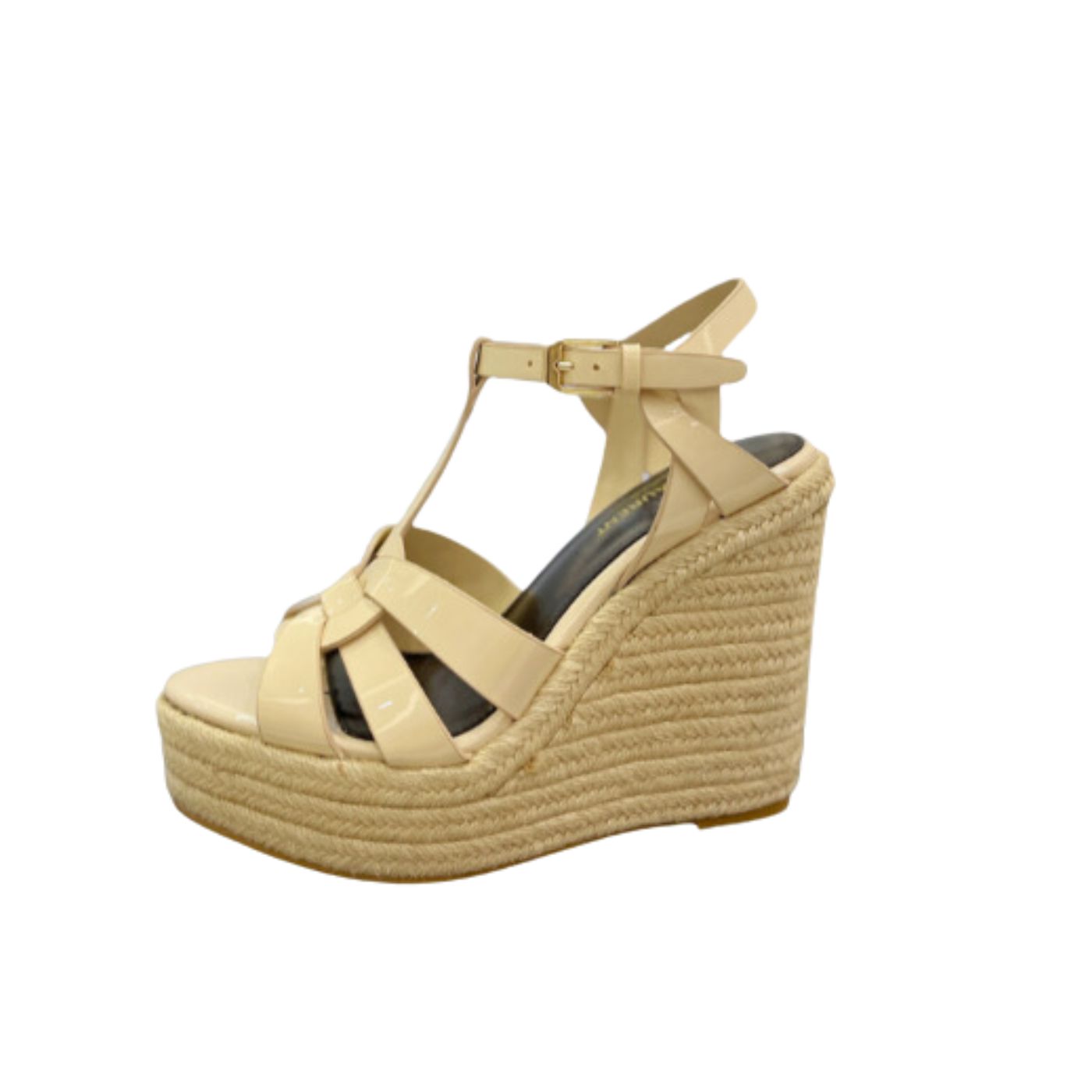 Sa1nt Lau*nt Tribute Espadrilles In Patent Beige For Women