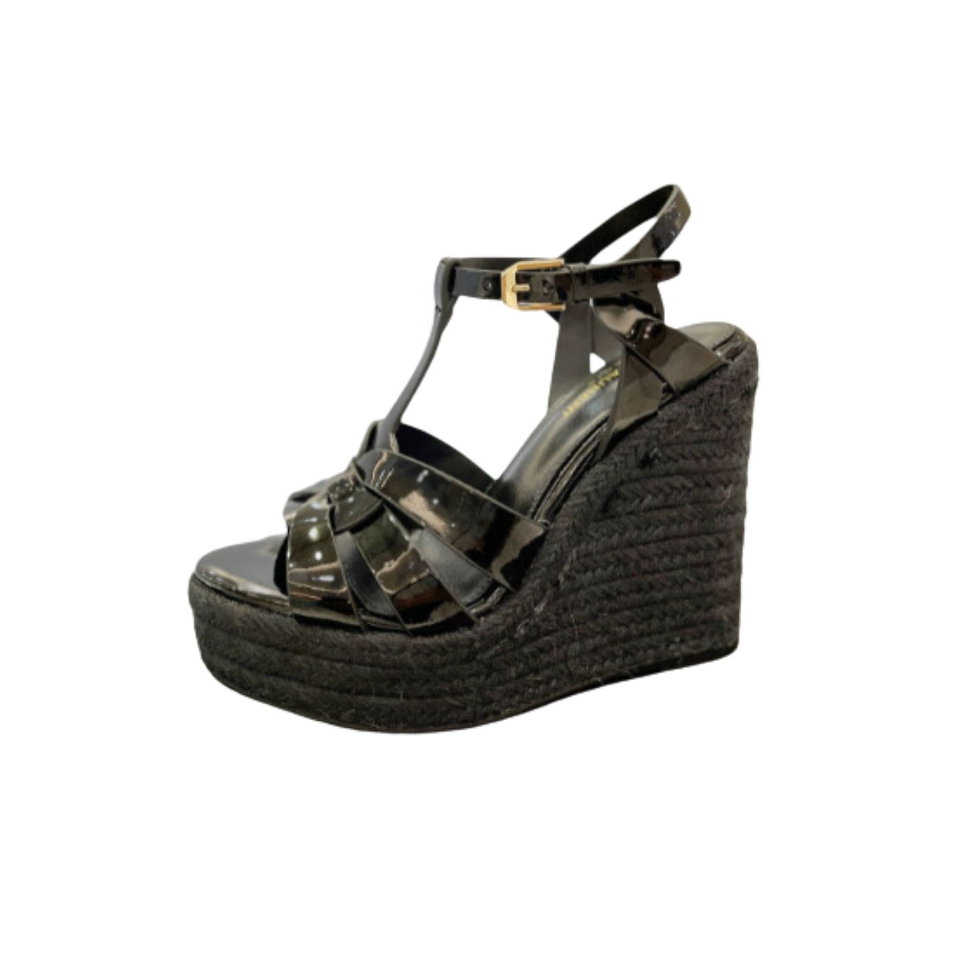 Sa1nt Lau*nt Tribute Espadrilles In Patent Black For Women