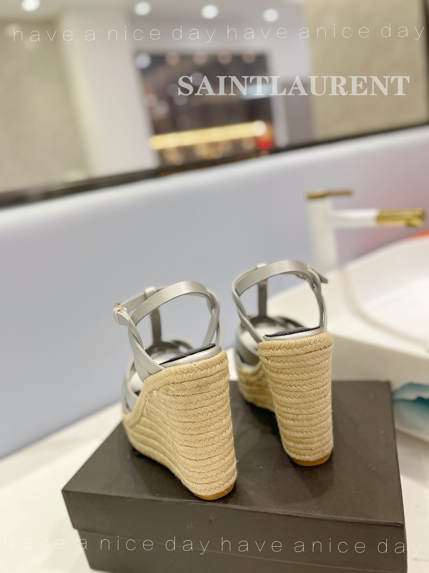 Sa1nt Lau*nt Tribute Espadrilles In Smooth Silver For Women