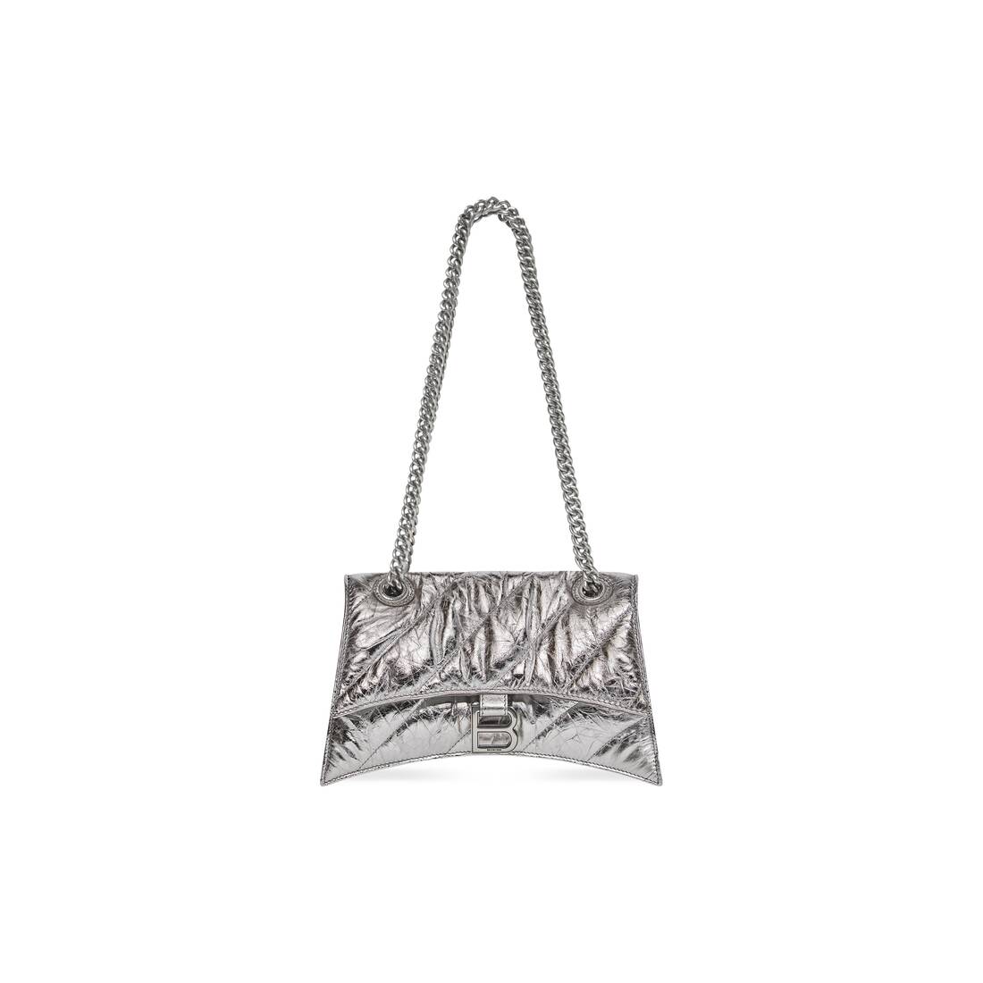 Ba1en*iaga Crush Medium Chain Bag Metallized Quilted In Sliver Tone For Women 12.2in/31cm 716351210IW8110