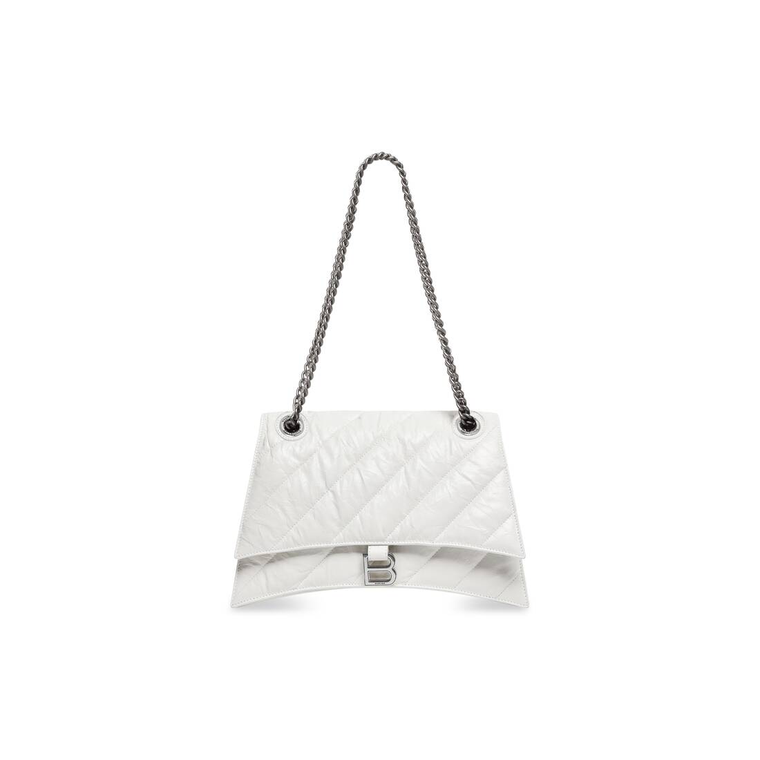 Ba1en*iaga Crush Medium Chain Bag Quilted In Optic White For Women 12.2in/31cm 716393210J09001