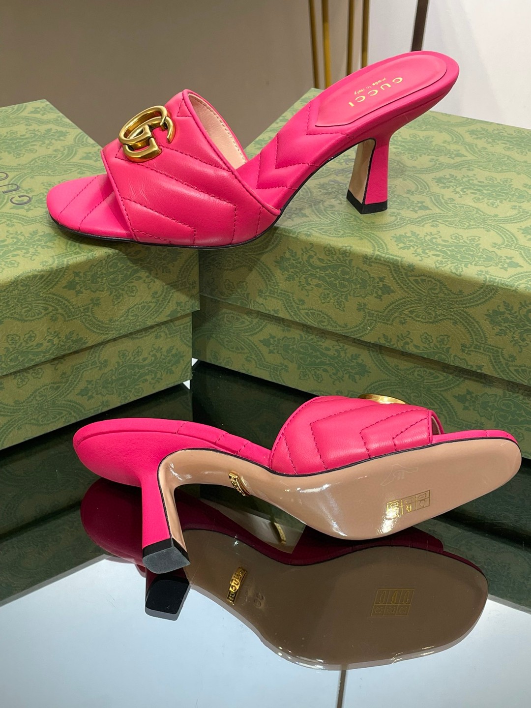 Gvc*1 Double G Slide Sandal Pink For Women 674839 BKO00 5752