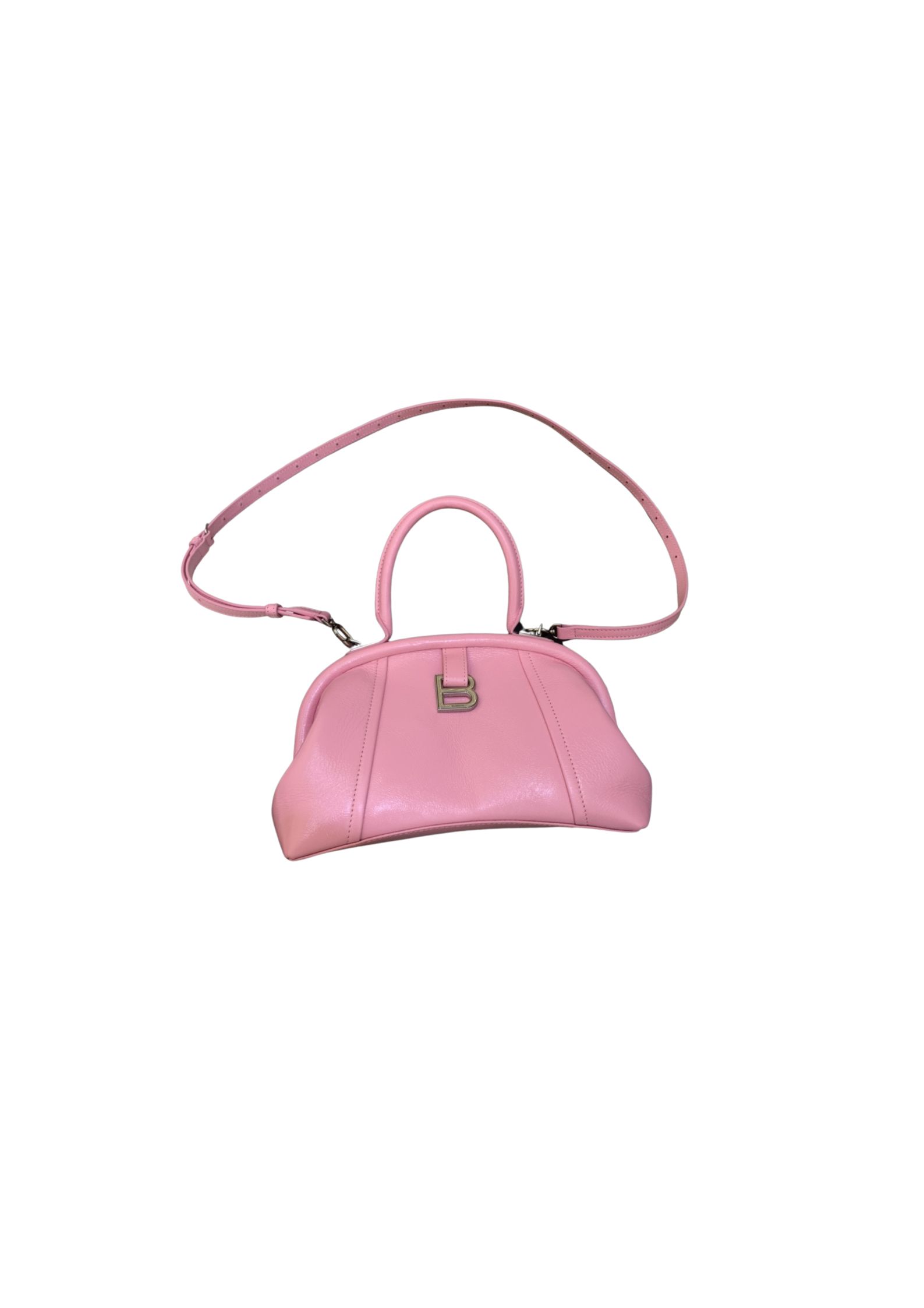 Ba1en*iaga Editor Small Top Handle Bag Pink/Black For Women 10.6 in/27 cm