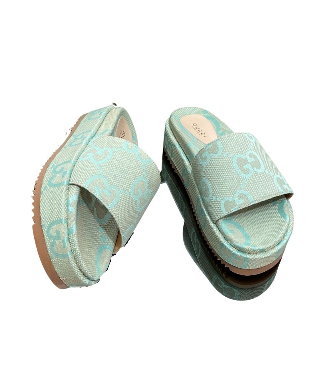 Gvc*1 Jumbo Gg Platform Slide Sandal Light Green For Women