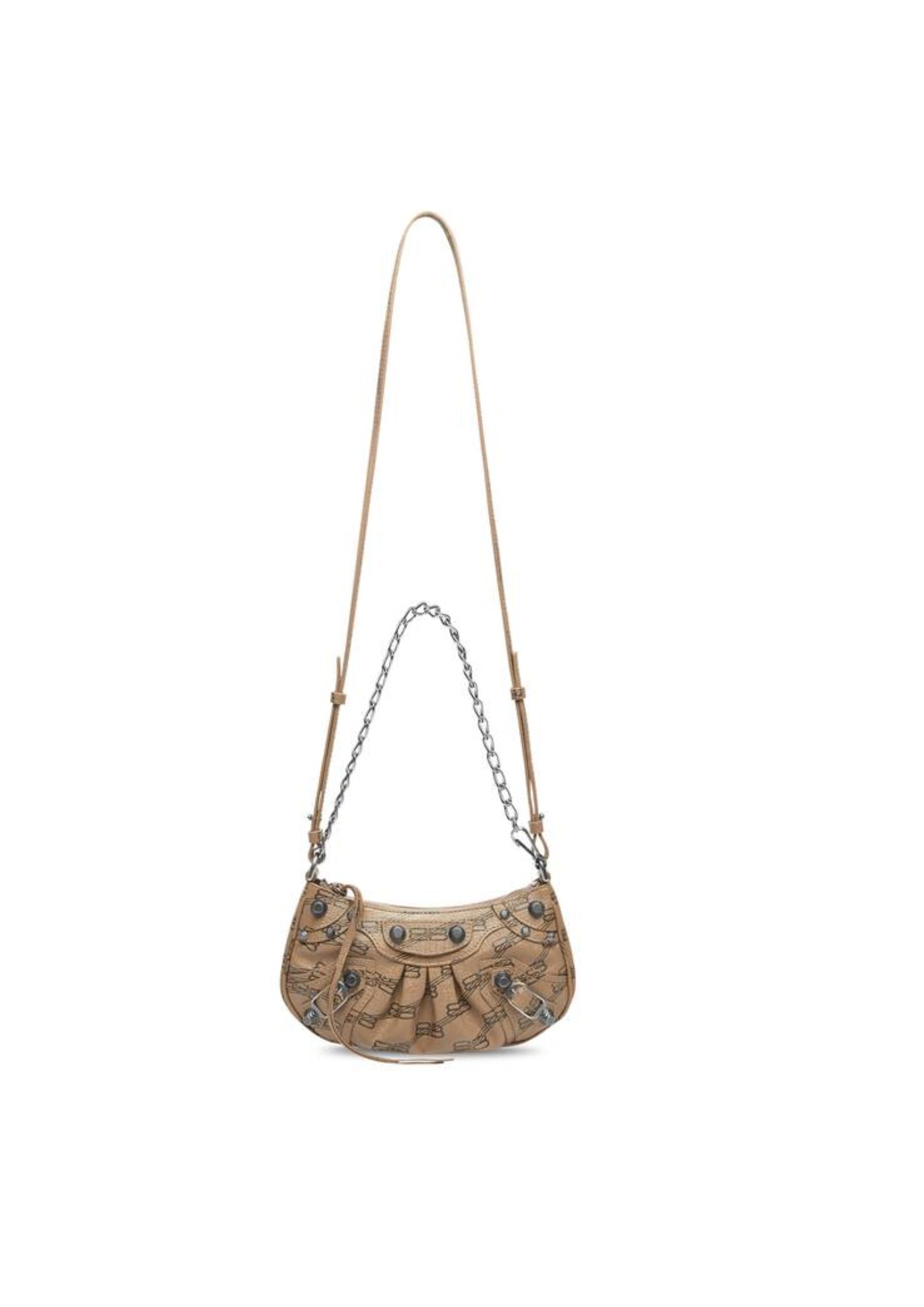 Ba1en*iaga Le Cagole Mini Bag With Chain Bb Monogram Coated Canvas In Beige For Women 8.2 in/20.8 cm 695814210E72762