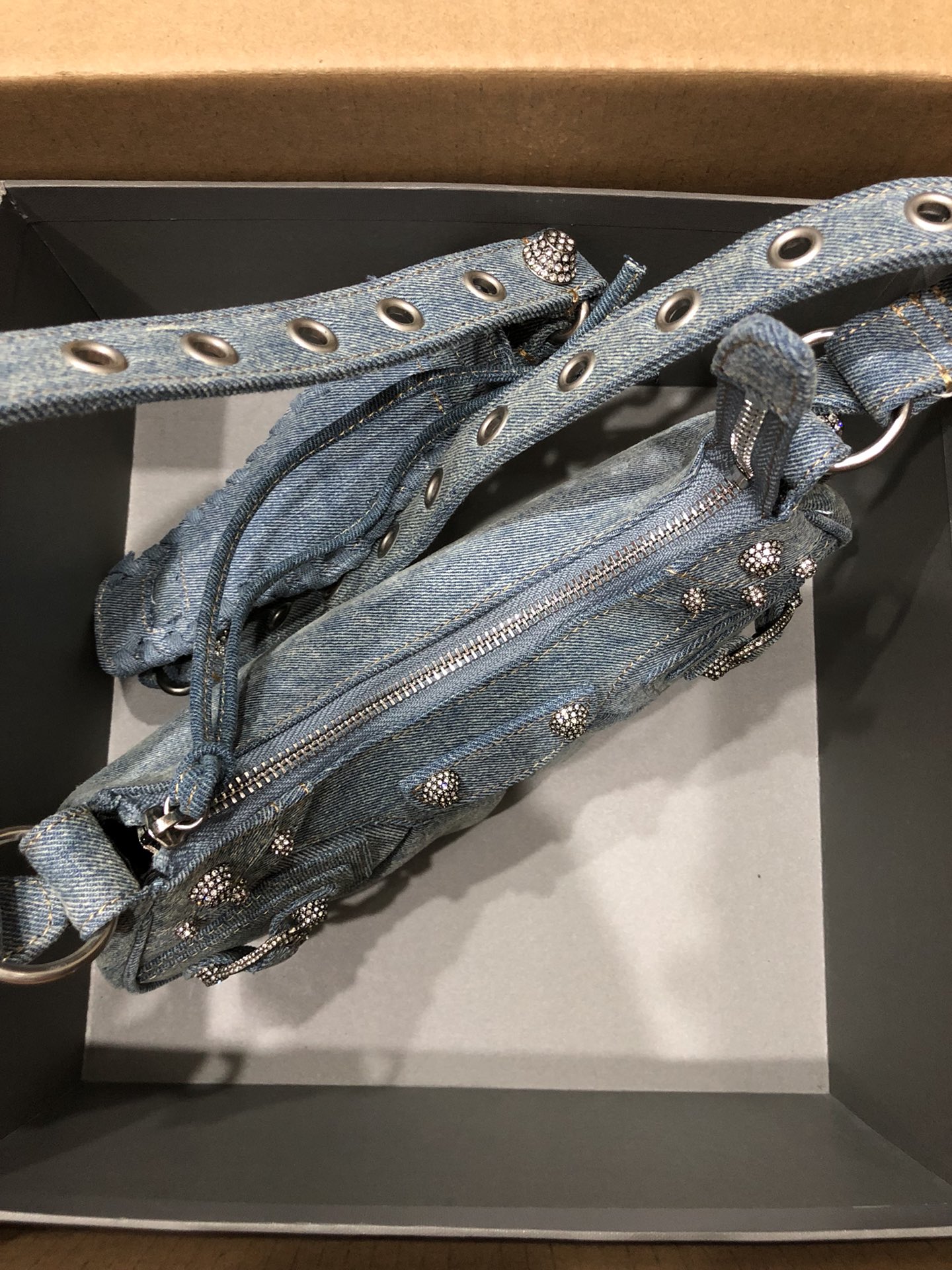 Ba1en*iaga Le Cagole Small Shoulder Bag Denim In Blue For Women 13in/33cm