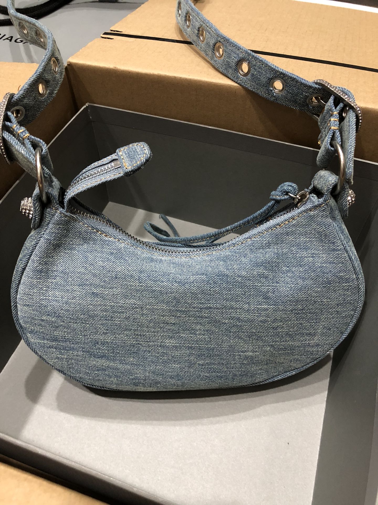 Ba1en*iaga Le Cagole Small Shoulder Bag Denim In Blue For Women 13in/33cm