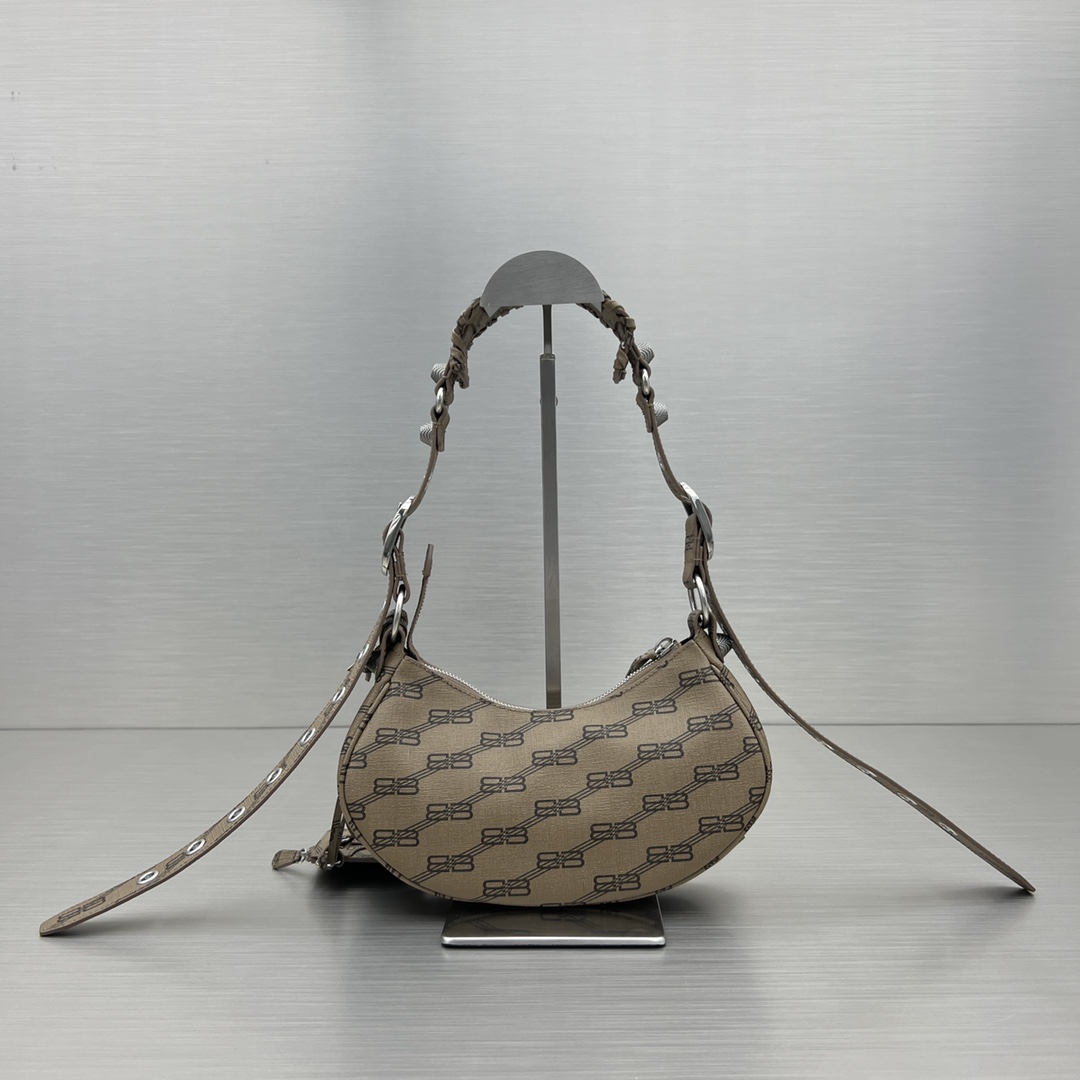 Ba1en*iaga Le Cagole XS Shoulder Bag Bb Monogram Coated Canvas In Beige For Women 10.2 in/26 cm