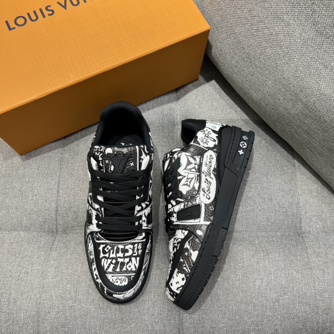L0vis Vvtt0n LV Trainer Sneaker Black For Men 1AB9WZ