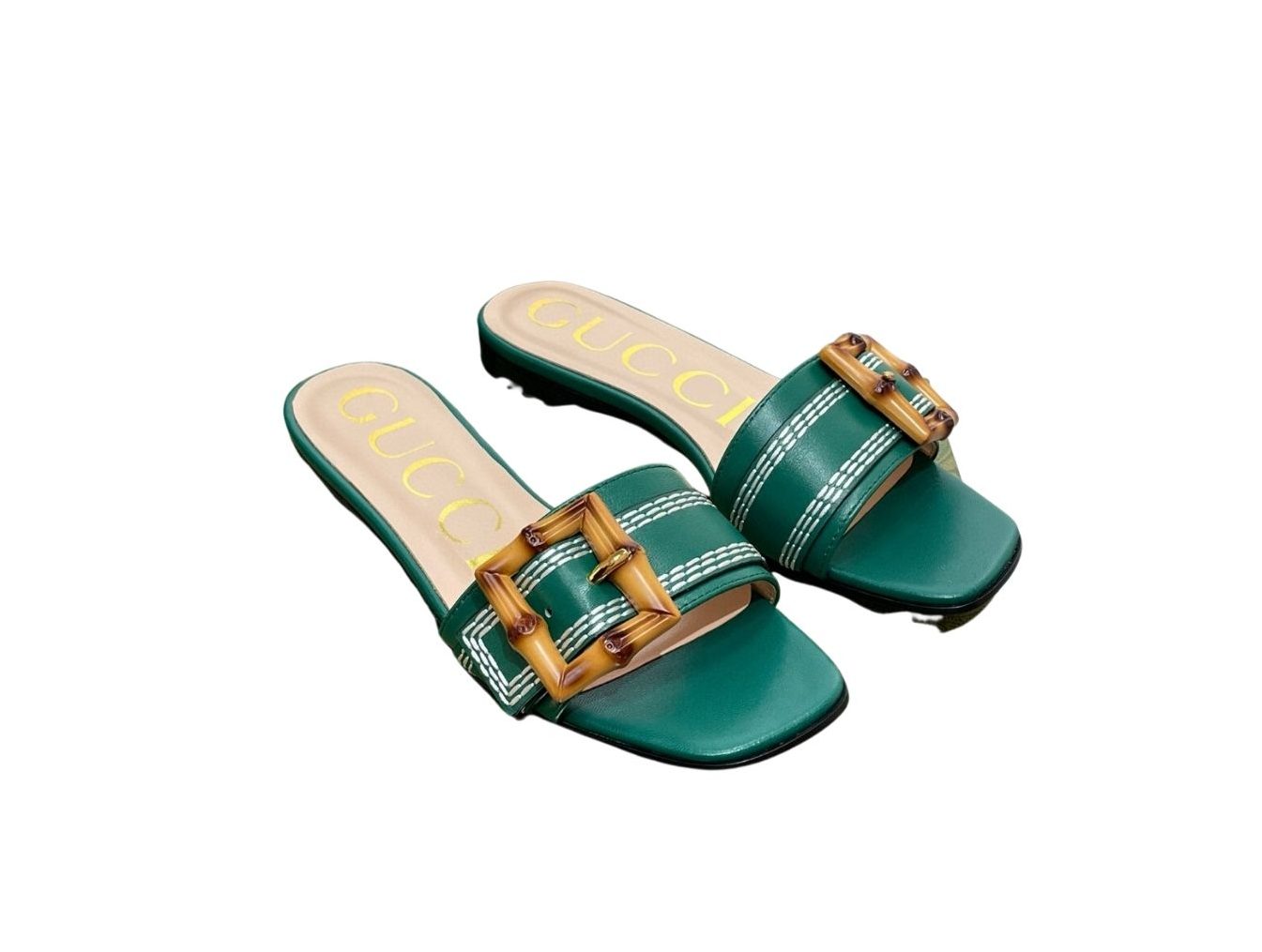 Gvc*1 Slide Sandal With Bamboo Buckle Green For Women 724837 C9D00 3120