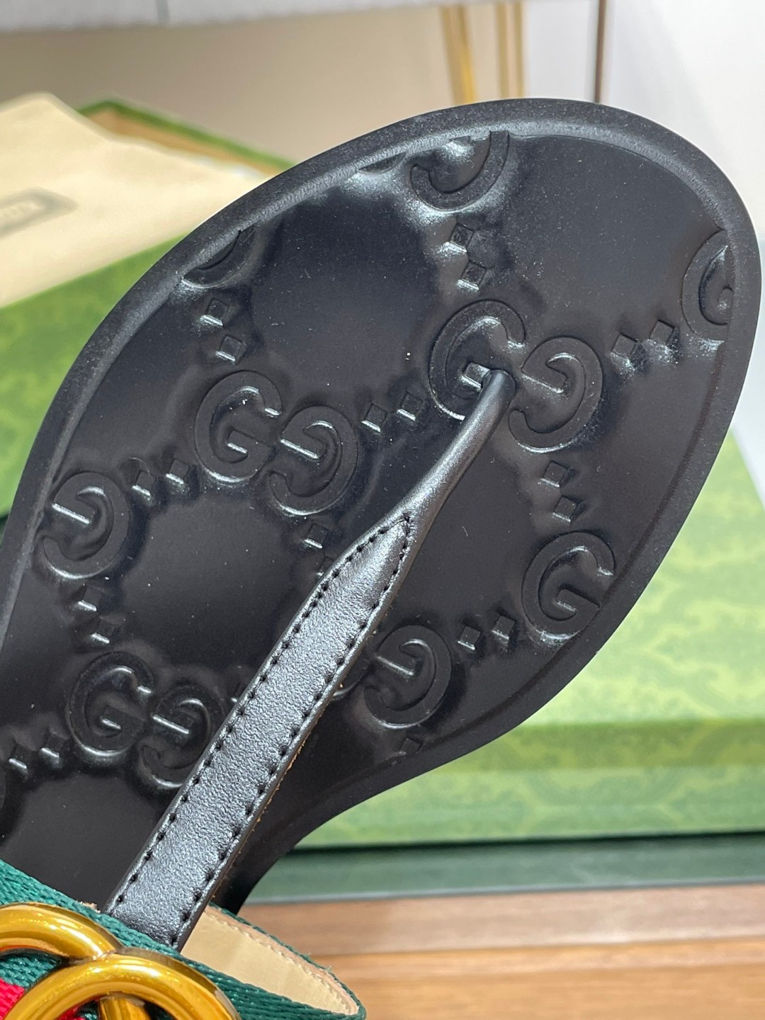 Gvc*1 Thong Sandal With Double G Green For Women ‎