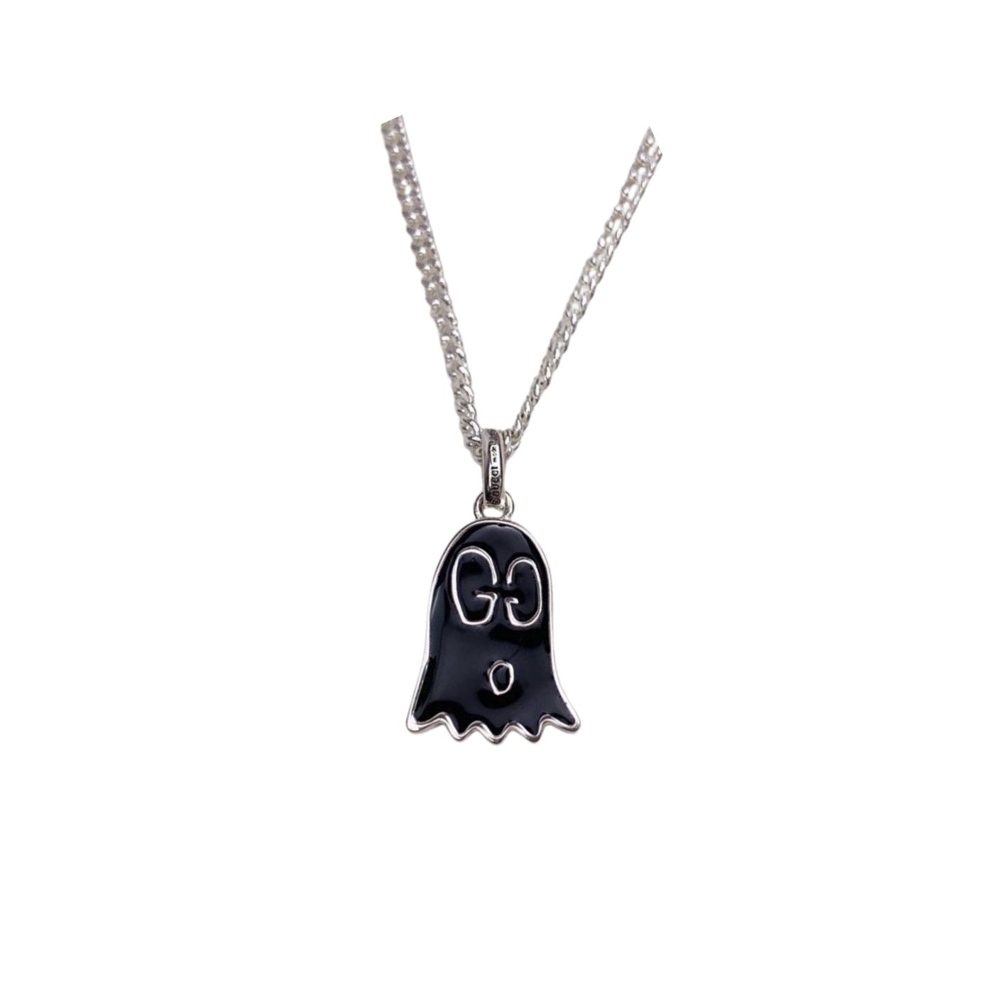Gvc*1 Black Bell Necklace Silver Tone For Women