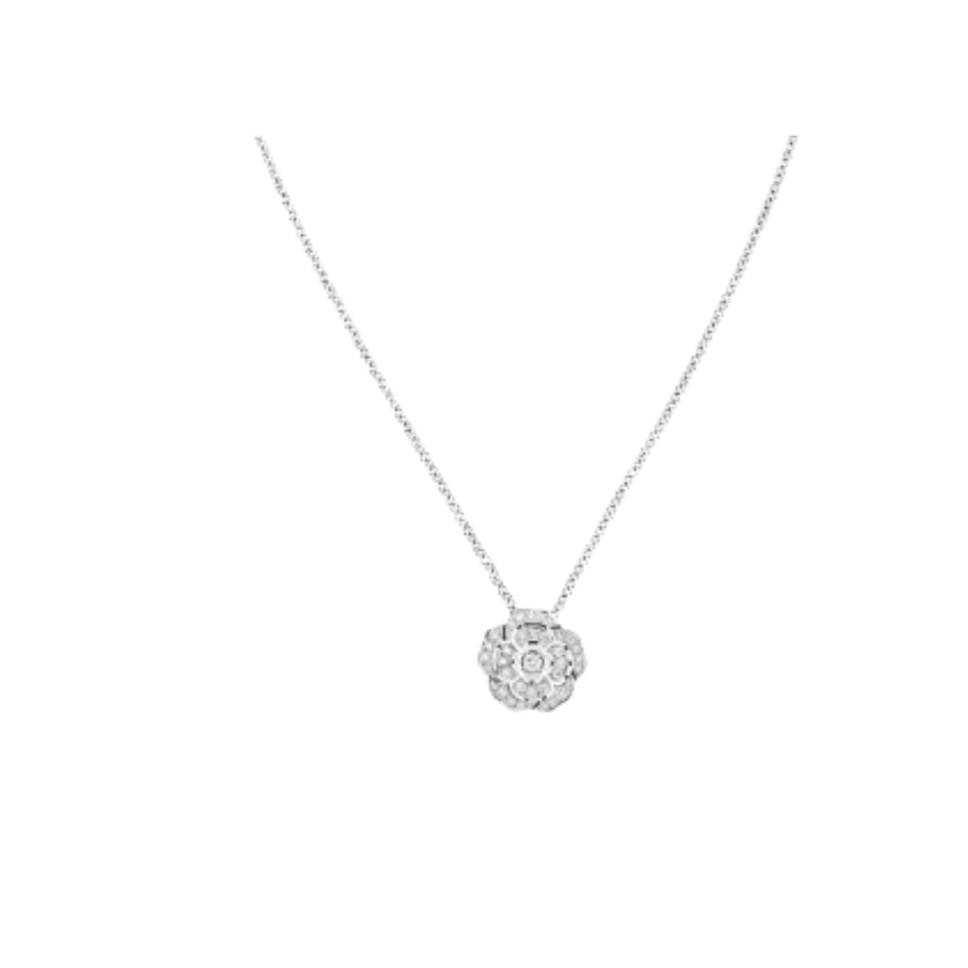 Ch**el Bouton De Camélia Necklace Silver Tone For Women J12071, 3599591939884