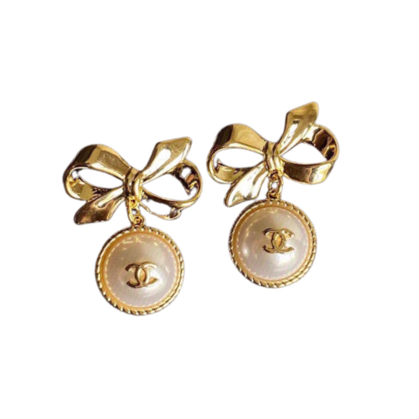 Ch**el Bow Earrings Gold For Women