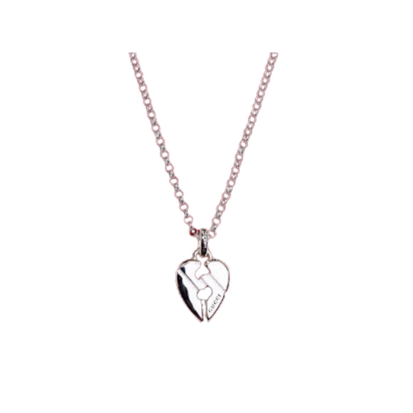 Gvc*1 Br0k*n Heart Necklace Silver Tone For Women