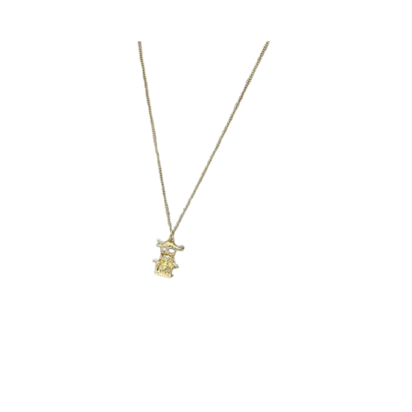 L0vis Vvtt0n Cartoon Figure Pendant Necklace Gold Tone For Women