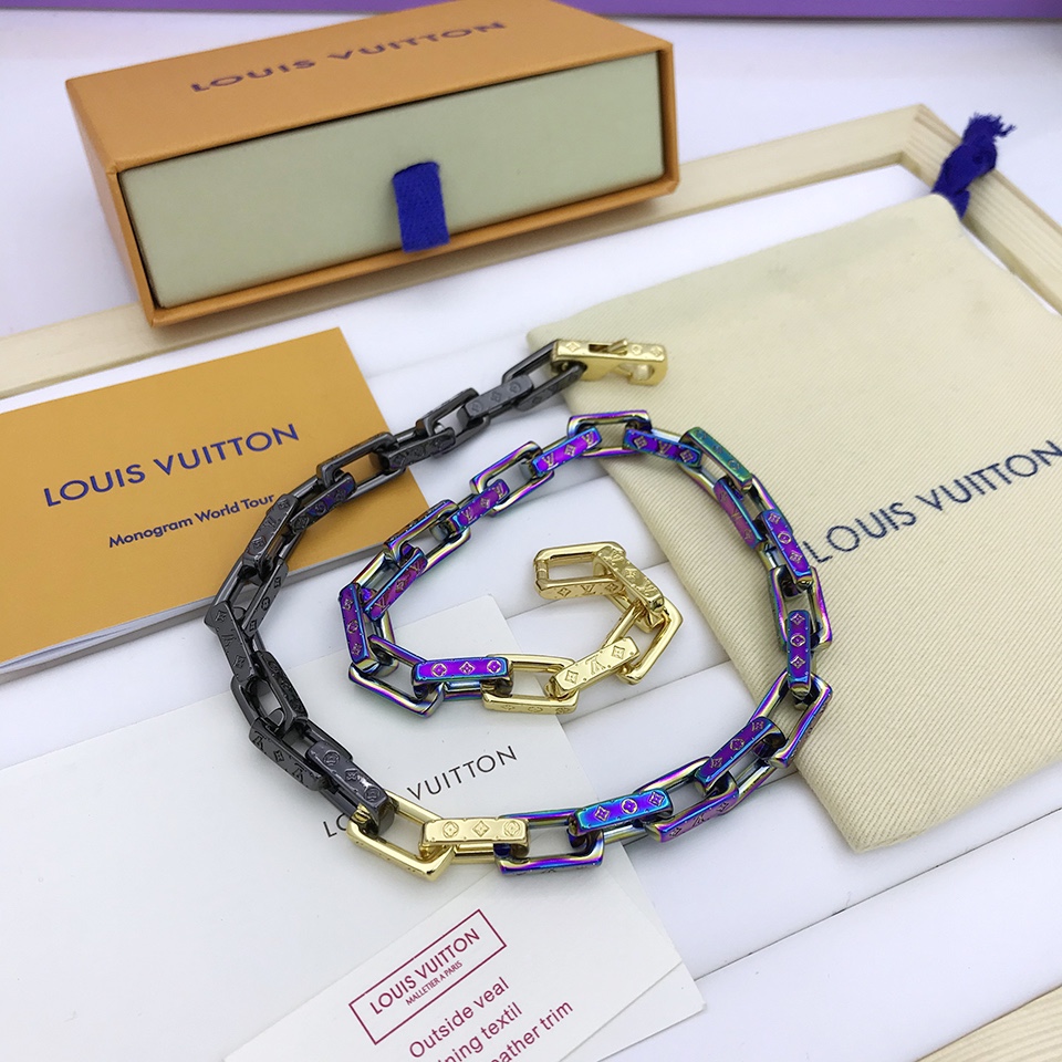 L0vis Vvtt0n Combinating Color Monogram Chain Necklace Multicolor For Men