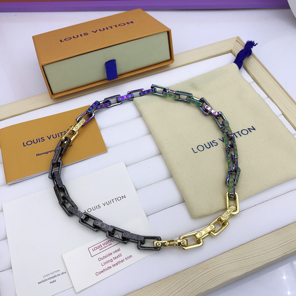 L0vis Vvtt0n Combinating Color Monogram Chain Necklace Multicolor For Men