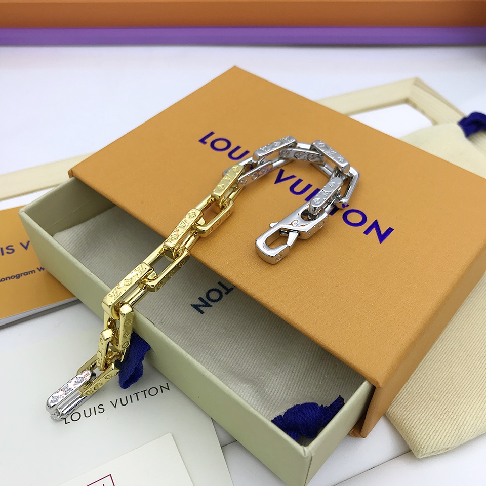 L0vis Vvtt0n Combinating Two Colors Monogram Chain Bracelet Multicolor For Men