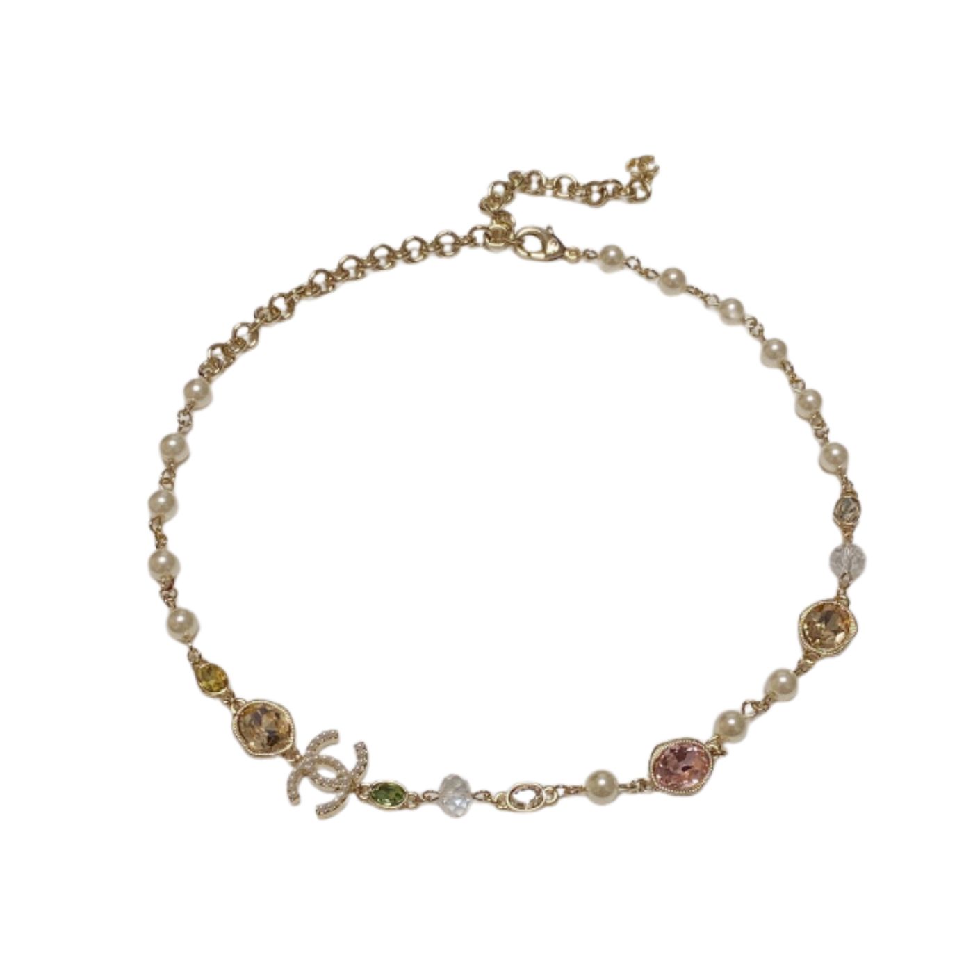 Ch**el Crystal Necklace Gold For Women