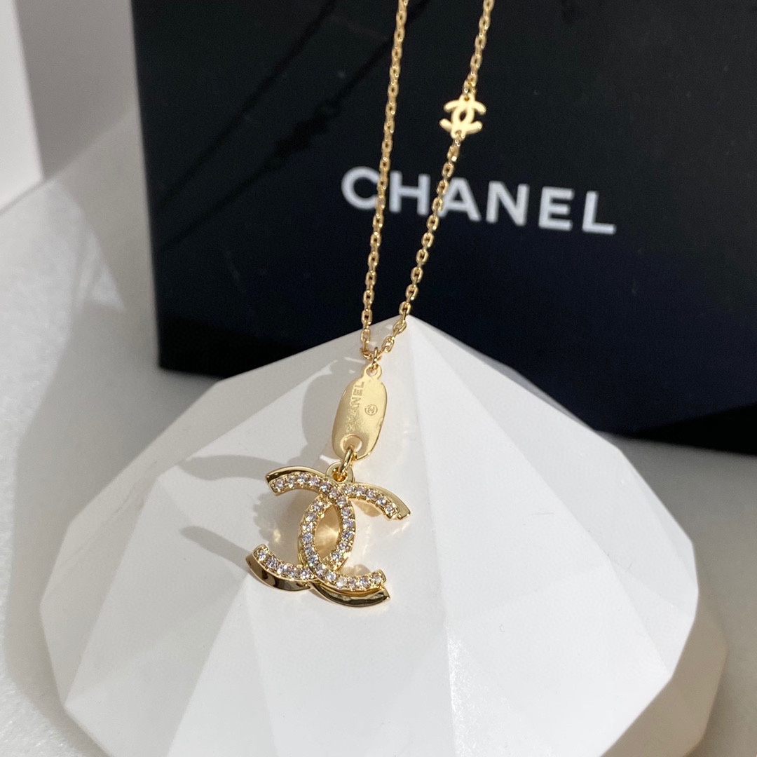 Ch**el Double C Necklace Gold For Women
