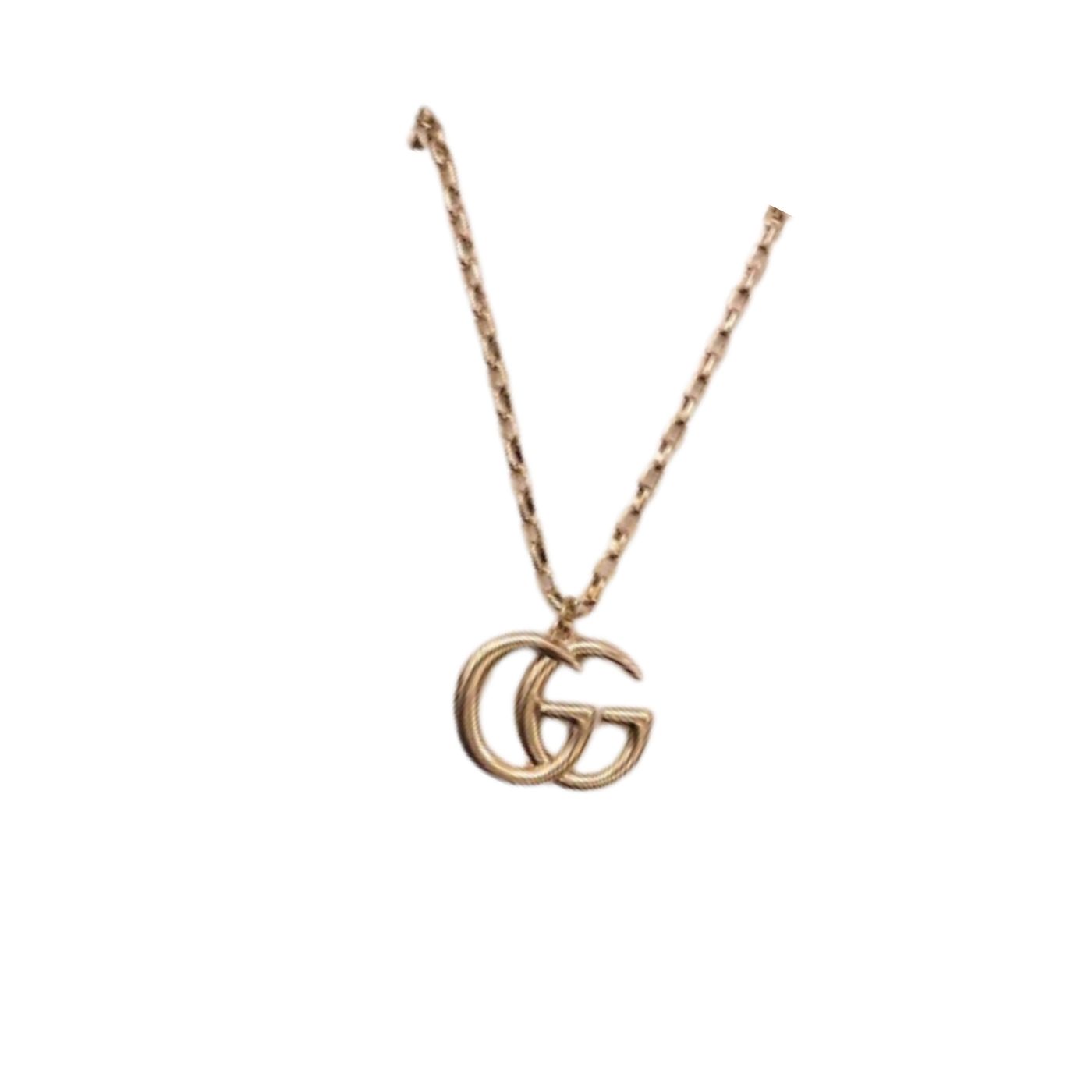 Gvc*1 Douple G Frame Pendant Necklace Gold Tone For Women