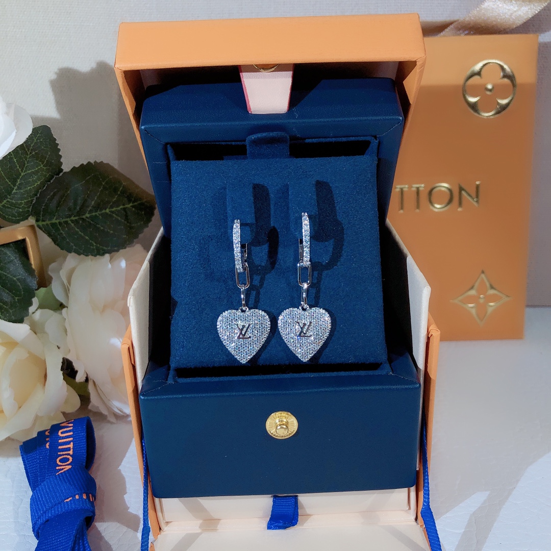 L0vis Vvtt0n Engraving LV Signature Twinkle Earrings Silver Tone For Women