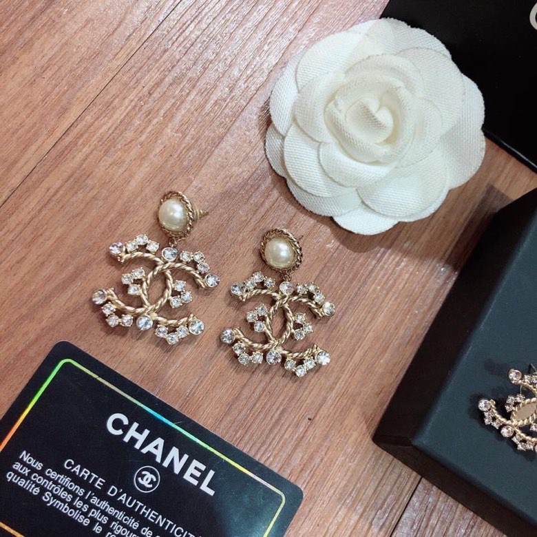 Ch**el Fashional Douple C Earrings Gold Tone For Women