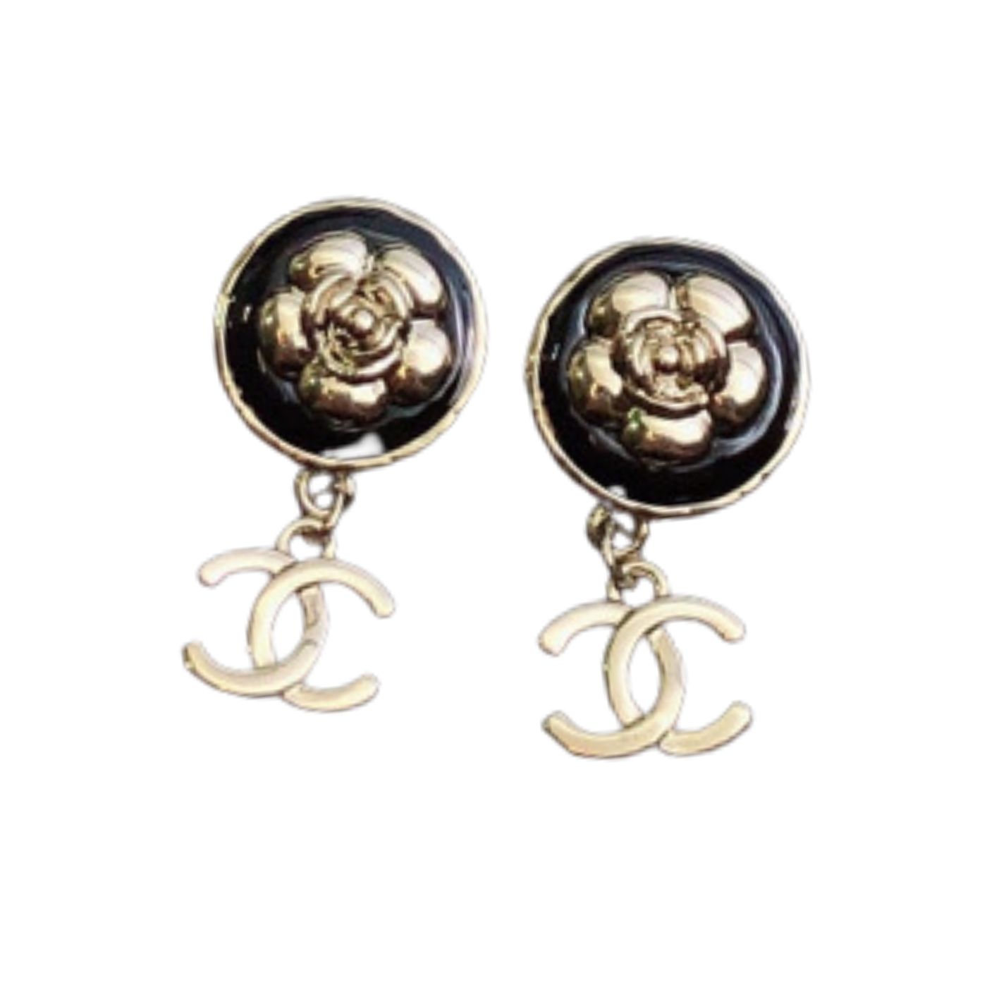 Ch**el Flower Earrings Black For Women