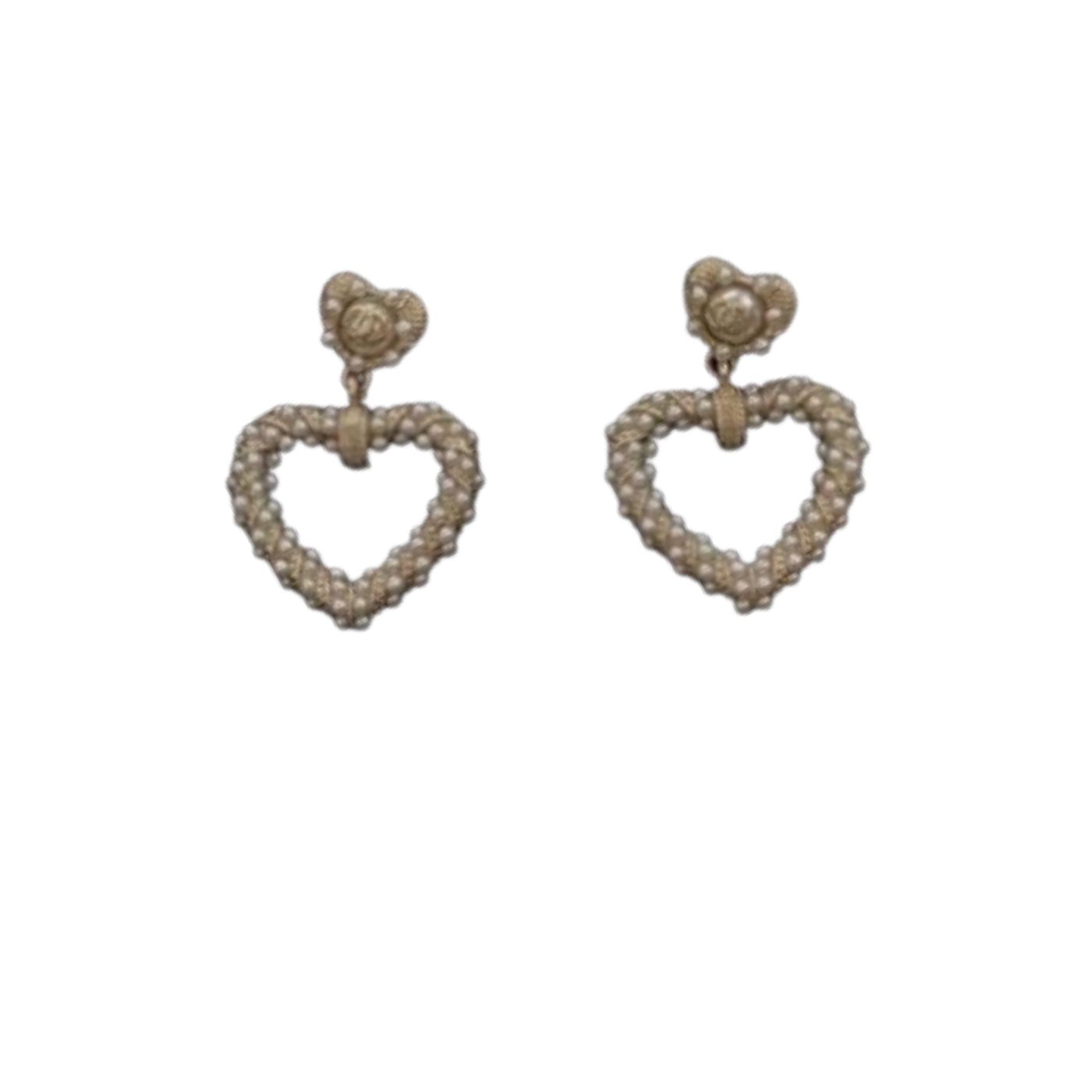 Ch**el Heart Earrings Gold For Women