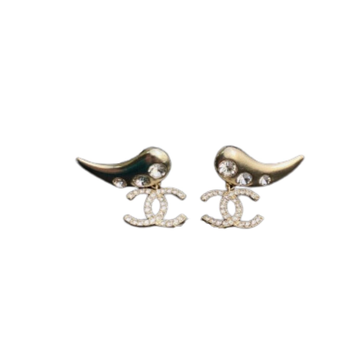 Ch**el Horn Shape Earrings Gold Tone For Women