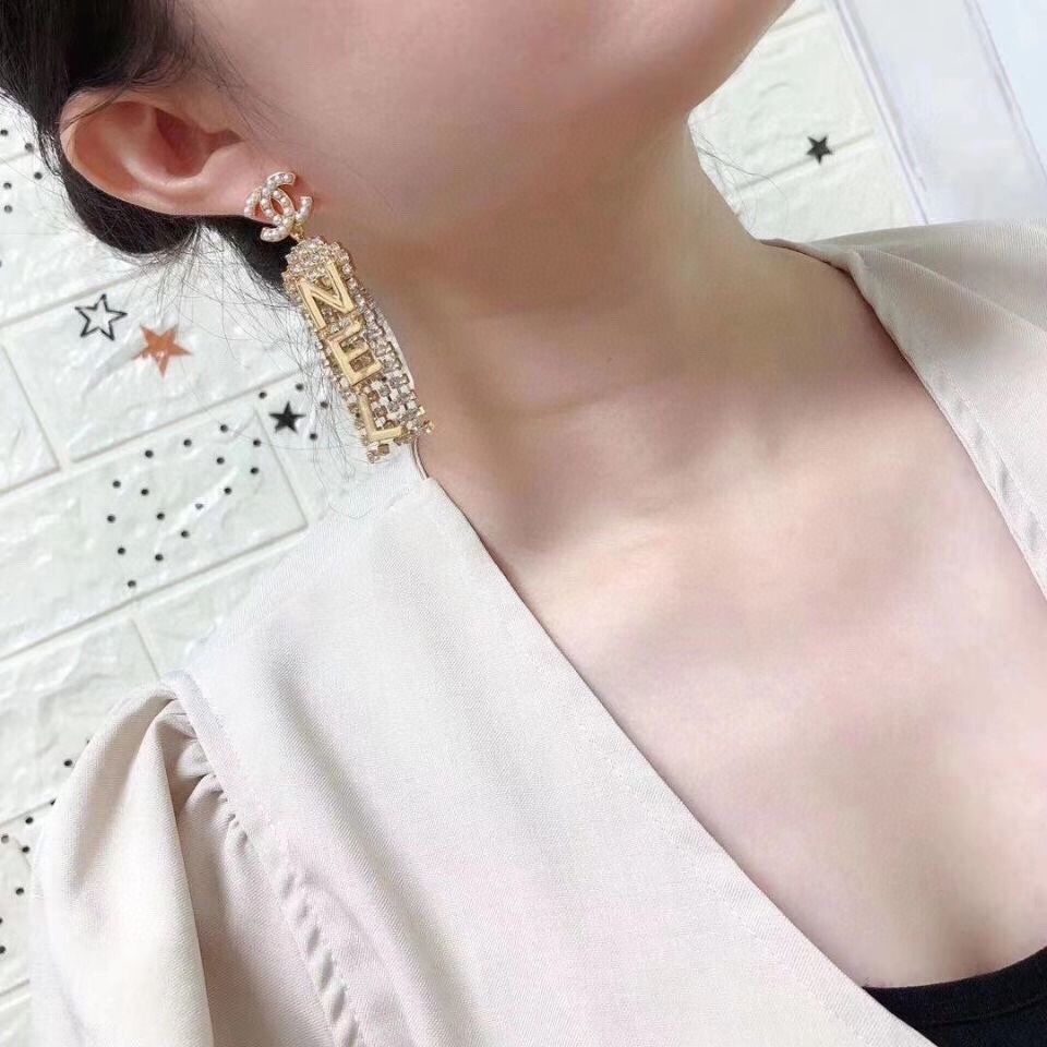 Ch**el Letter Tassel Earring Gold For Women