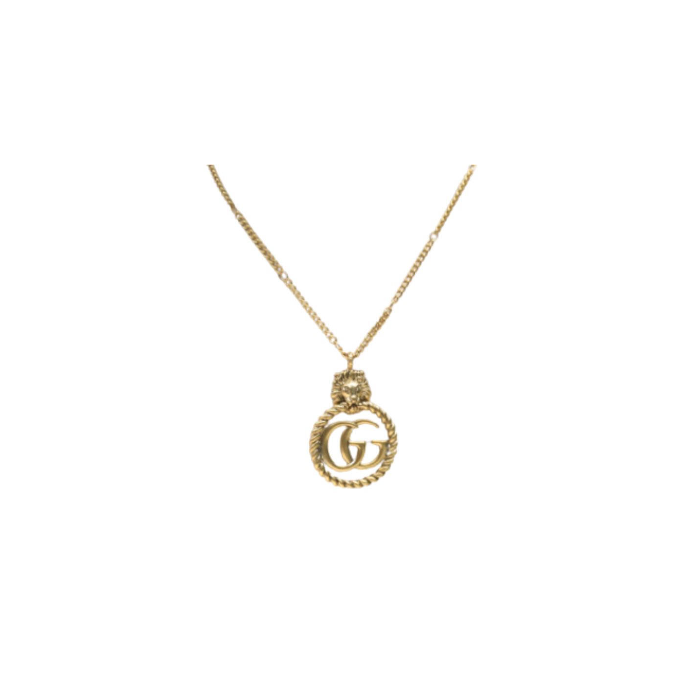 Gvc*1 Lion Head Necklace Gold Tone For Women