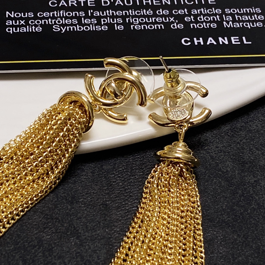 Ch**el Long Tassel Earrings Gold For Women