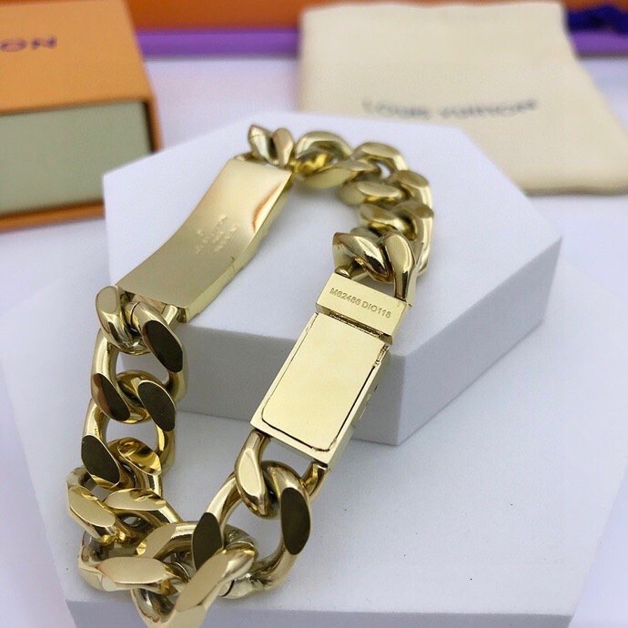 L0vis Vvtt0n Monogram Chain Bracelet Gold Tone For Men