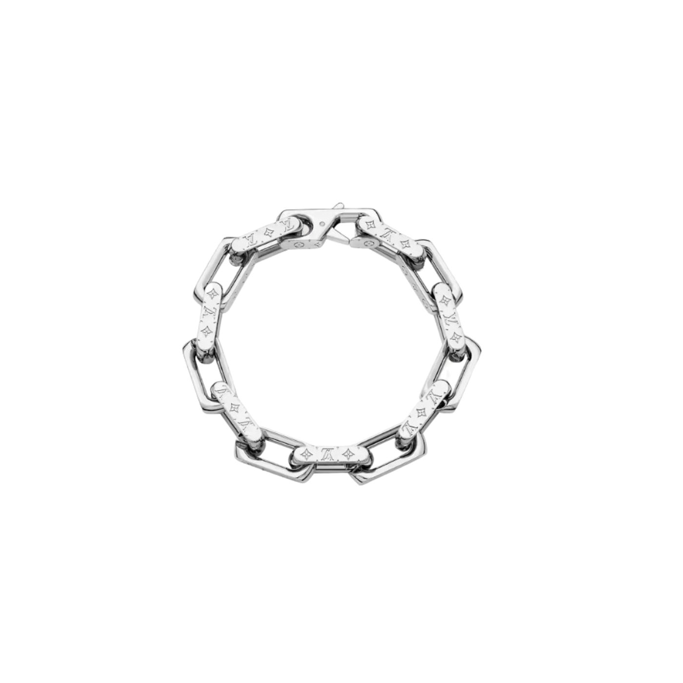 L0vis Vvtt0n Monogram Chain Bracelet Silver Tone For Men M00308