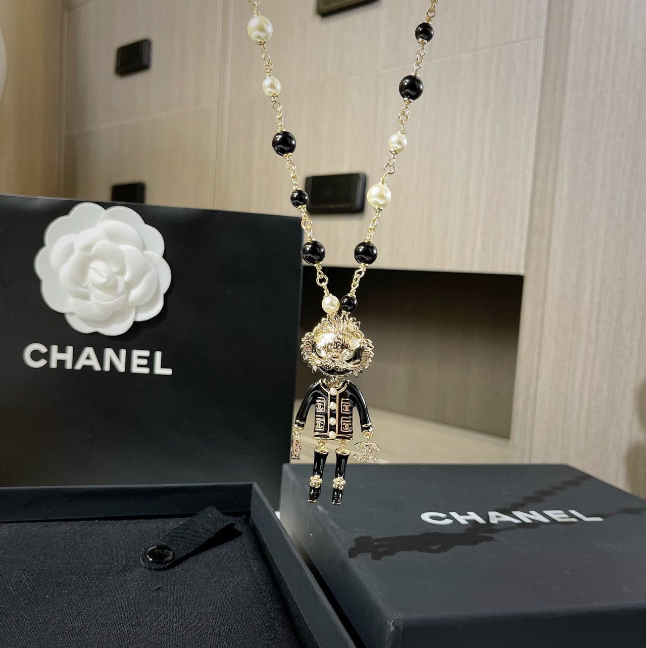 Ch**el Pearl Necklace Gold For Women