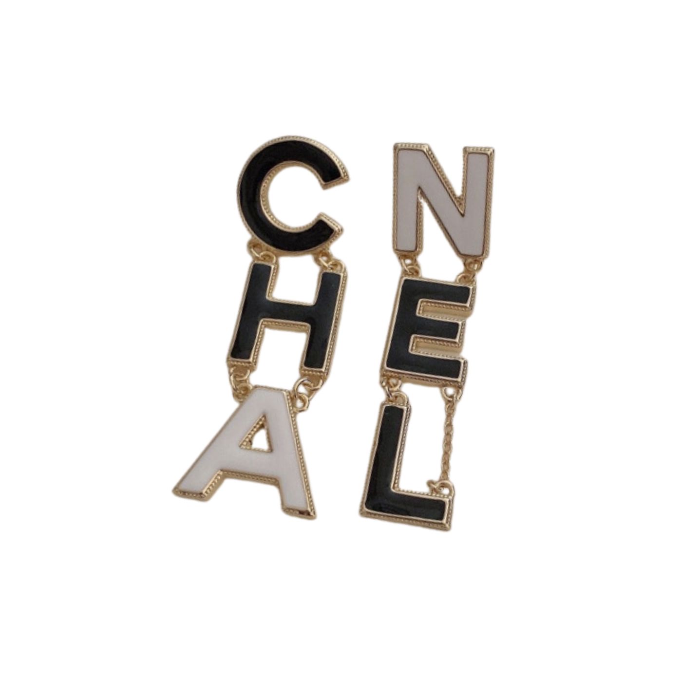 Ch**el Six Letter Earrings Black For Women