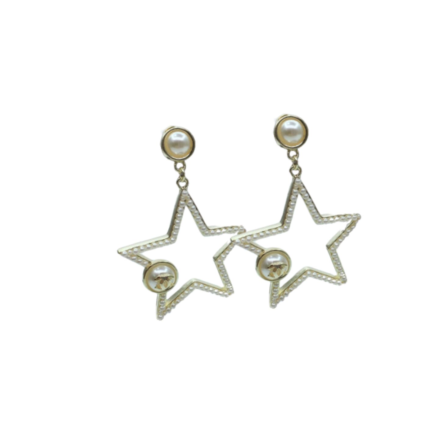 Ch**el Star Frame Earrings Gold Tone For Women