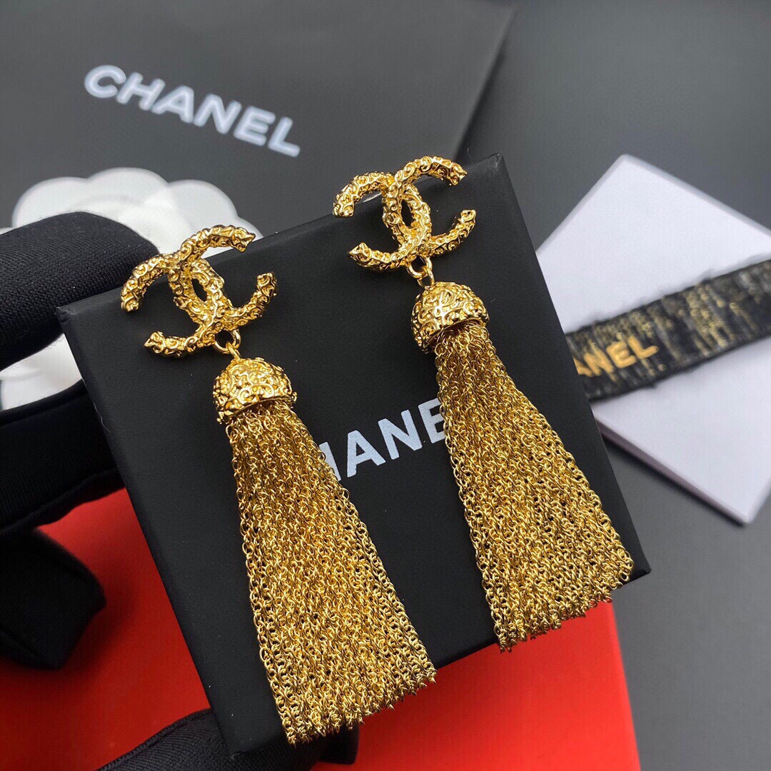 Ch**el Tassel Earrings Gold For Women