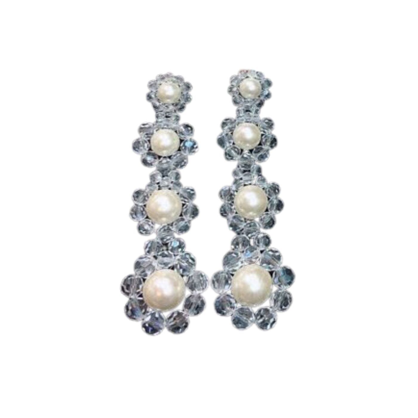 Ch**el Transparent Pearl Earrings White For Women