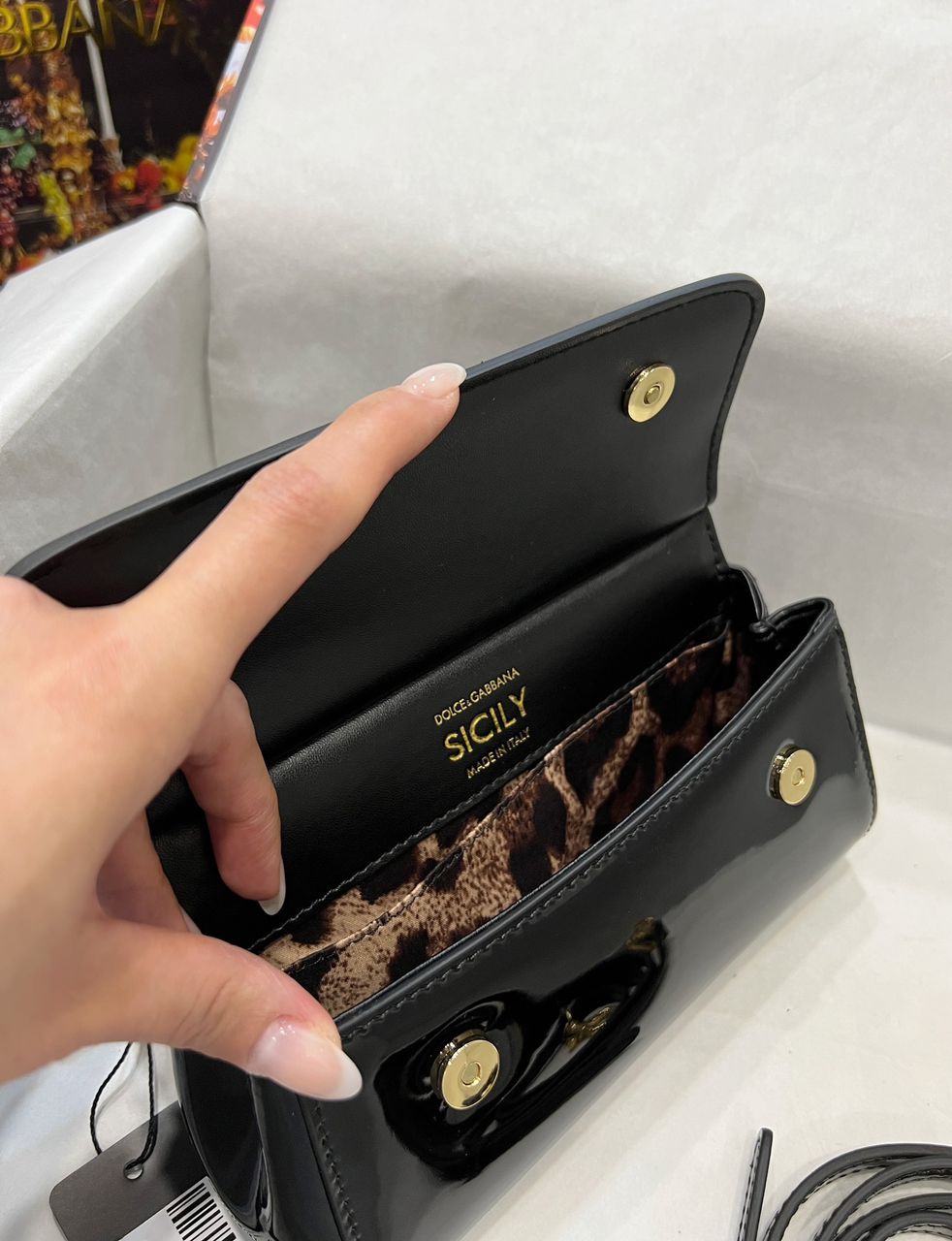 Dolce & Gabbana Sicily Bag In Polished Black Mini Size For Women 18cm/ 7 Inches