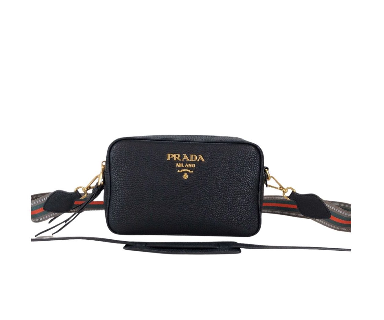 Pra*a Medium Camera Bag With Gold Tone Hardware In Black For Women 8.6in/ 22cm