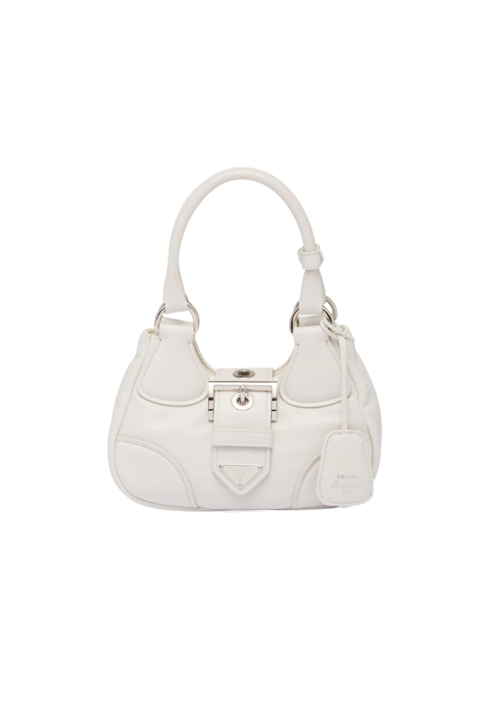 Pra*a Moon Padded Nappa Bag In White/Yellow/Brown For Women 8.8in / 22.5cm 1BA381_2DYI_F0009_V_OOM
