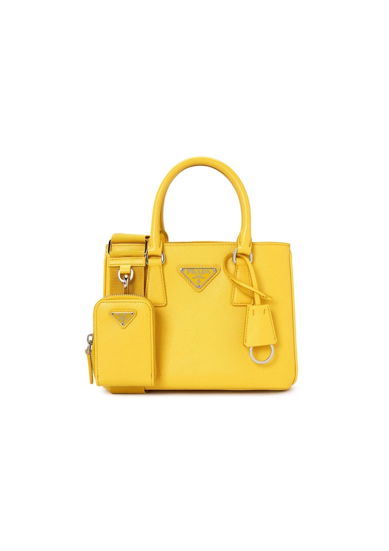 Pra*a Saffiano Lux Galleria In Yellow For Women 9in/ 23cm
