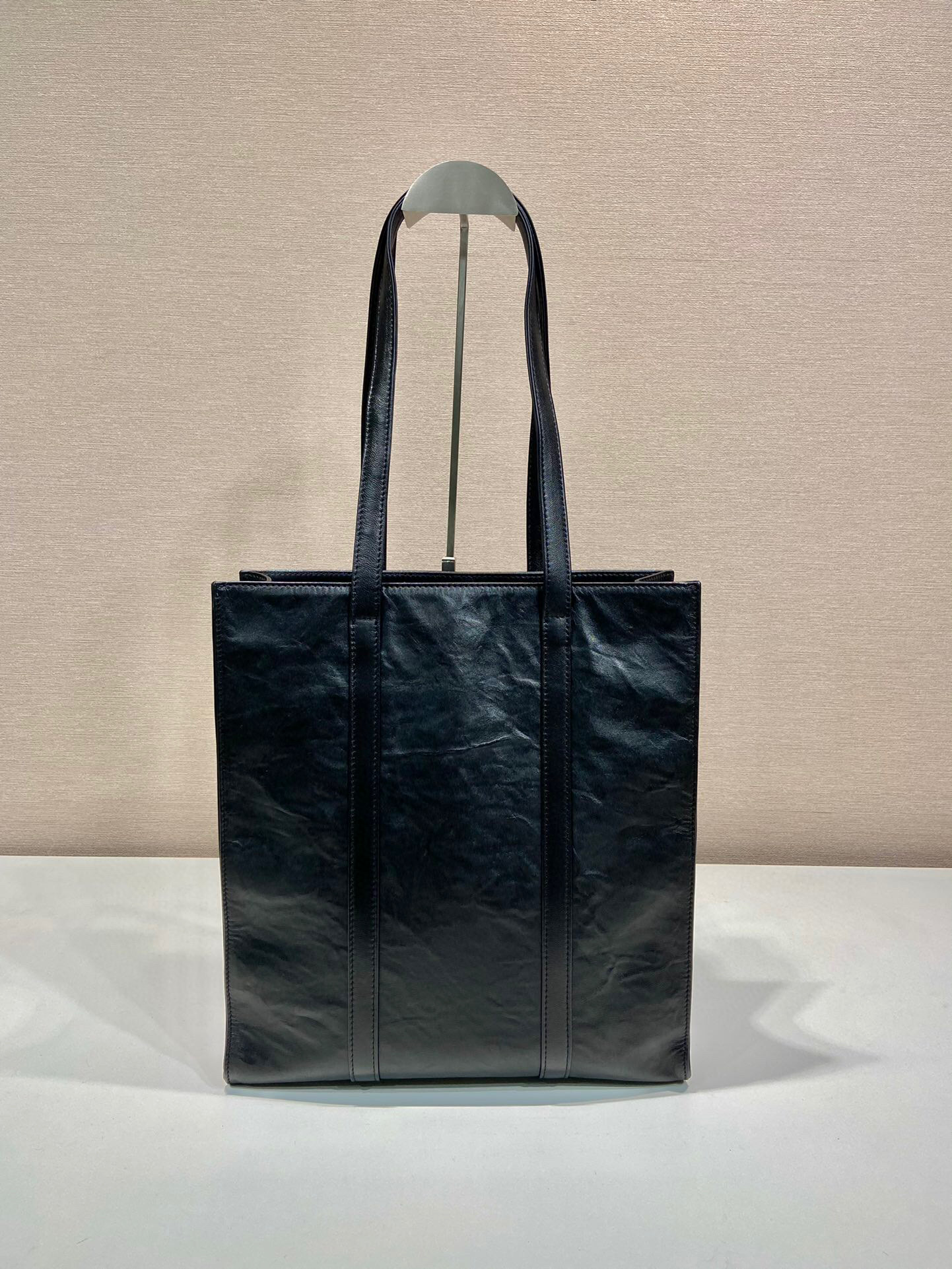 Small Antiqued Nappa Tote Bag In Black For Women 12.9 in/ 33cm 1BG459_UVL_F0002_V_OOO